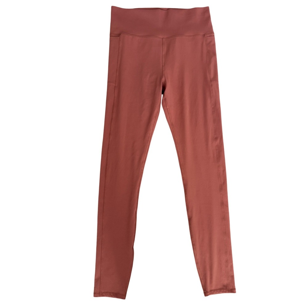 Vuori High Waisted Pocket Leggings Rust Red Athleisure Workout Pants Size Medium